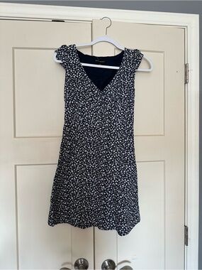 Banana Republic Navy Floral V-Neck Dress